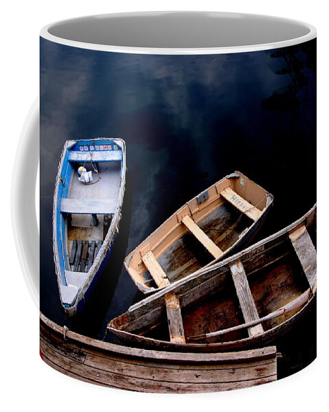Rockport Massachusetts Photographs Coffee Mug featuring the photograph Three Boats - Rockport by Jacqueline M Lewis