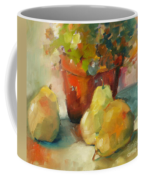Still Life Coffee Mug featuring the painting Three Pears and a Pot by Michelle Abrams
