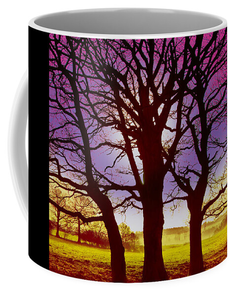 Landscape Coffee Mug featuring the digital art Three Trees by David Davies