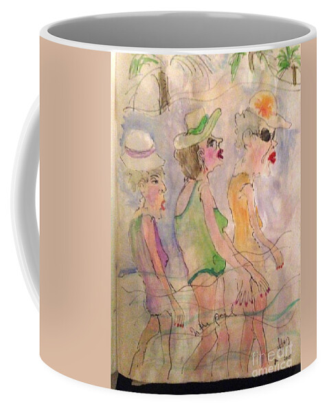 Women Coffee Mug featuring the painting Three Women in the Pool by Heather Hennick