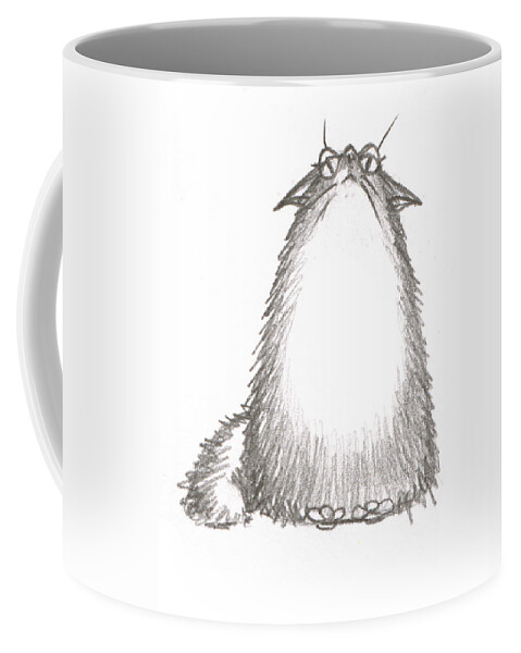 Cats Coffee Mug featuring the drawing Tibby Good Mood by Deborah Runham