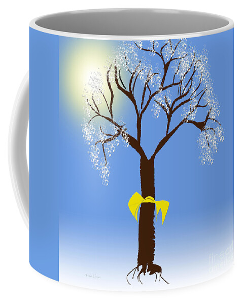 Tree Coffee Mug featuring the digital art Tie A Yellow Ribbon Round The Ole Oak Tree 3 by Andee Design