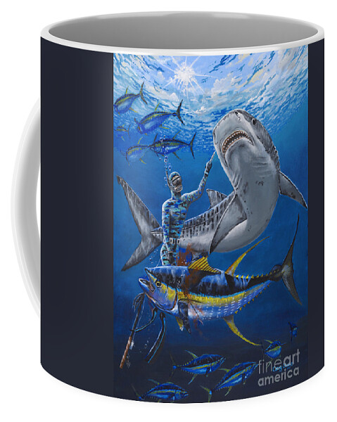 Tiger Shark Coffee Mug featuring the painting Tiger Encounter by Carey Chen