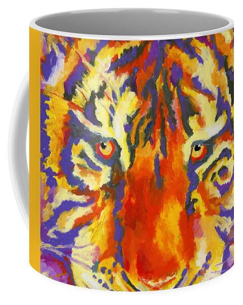 Tiger Coffee Mug featuring the painting Tiger Eyes by Stephen Anderson