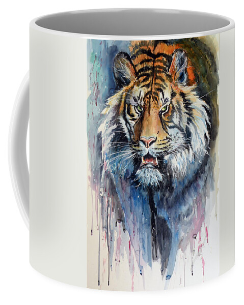 Tiger Coffee Mug featuring the painting Tiger by Kovacs Anna Brigitta