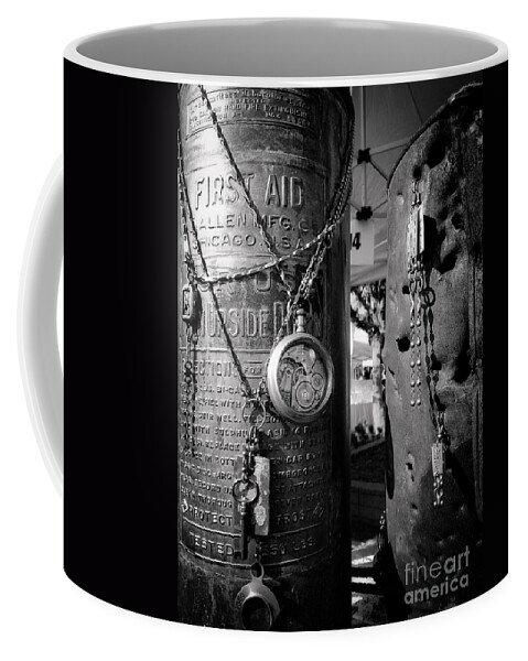 Metal Coffee Mug featuring the photograph Time Between The Metal by Fei A
