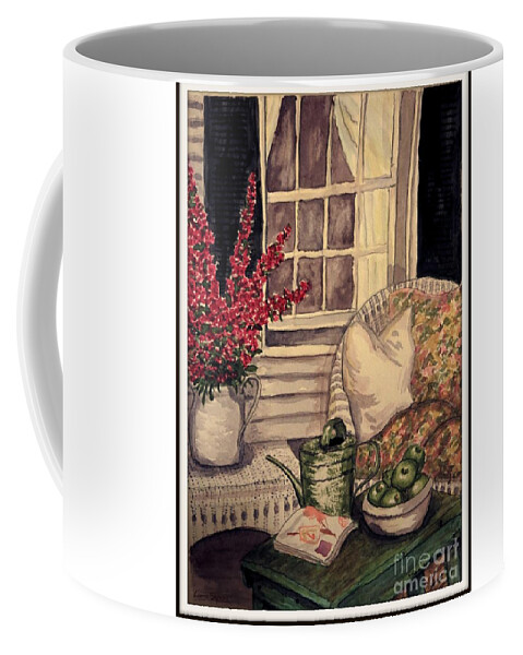Verandah Coffee Mug featuring the painting Time To Relax - Within Border by Leanne Seymour