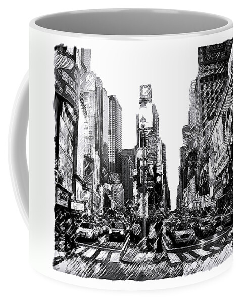 New York City Coffee Mug featuring the painting New York City Times Square by Iconic Images Art Gallery David Pucciarelli