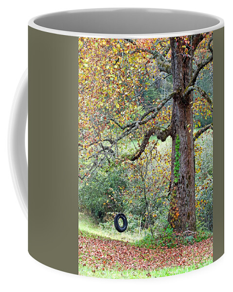Duane Mccullough Coffee Mug featuring the photograph Tire Swing and Poplar Tree by Duane McCullough