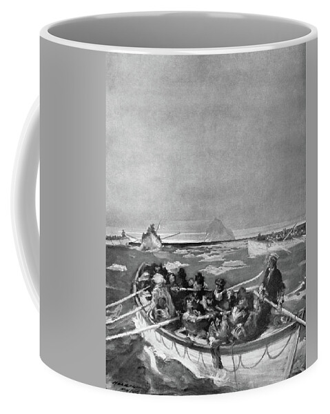 1912 Coffee Mug featuring the drawing Titanic Lifeboat, 1912 by Granger