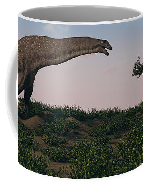 Horizontal Coffee Mug featuring the photograph Titanosaurus Standing Grazing In Swamp by Kostyantyn Ivanyshen