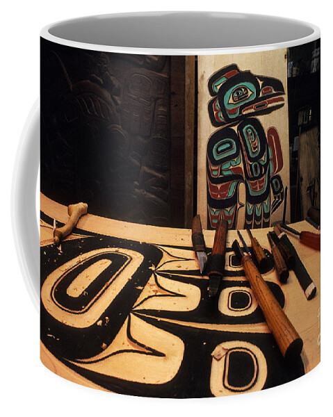 Culture Coffee Mug featuring the photograph Tlingit Workshop by Ron Sanford