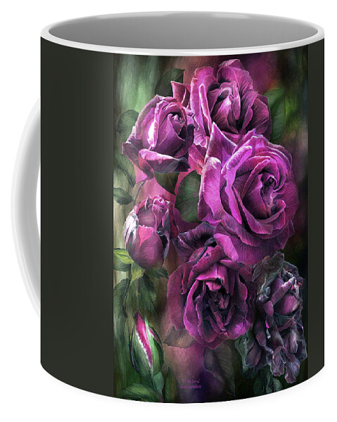 Rose Coffee Mug featuring the mixed media To Be Loved - Purple Rose by Carol Cavalaris
