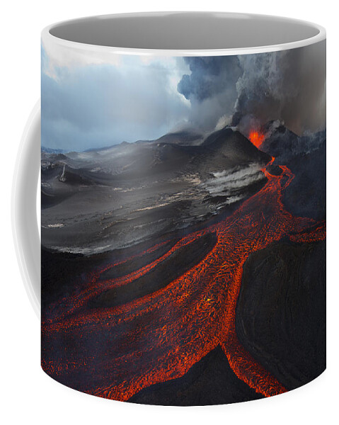 Feb0514 Coffee Mug featuring the photograph Tolbachik Volcano Eruptin Kamchatka by Sergey Gorshkov