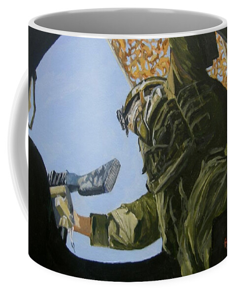 Afghanistan Coffee Mug featuring the painting Top Gunner by Barry BLAKE