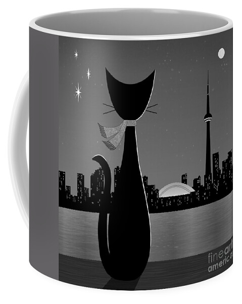 Mid-century Modern Coffee Mug featuring the digital art Toronto by Donna Mibus