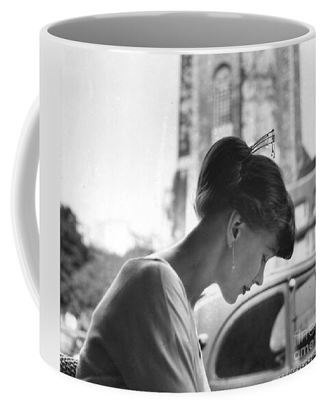 Torun Coffee Mug featuring the photograph Torun Bulow-hube In Antibes 1962 by Marianne Hederstrom Greenwood