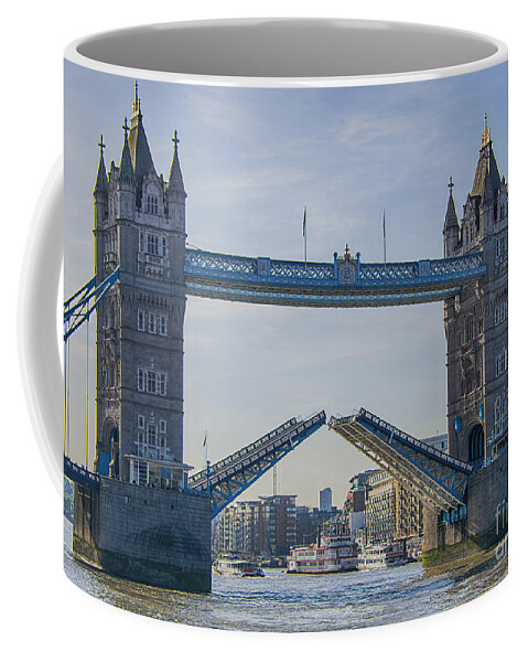 Tower Bridge London Coffee Mug featuring the photograph Tower Bridge Opened by Chris Thaxter