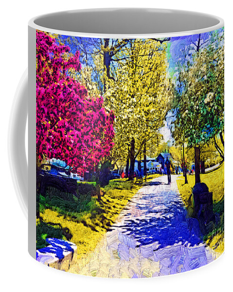 Garden Coffee Mug featuring the painting New England Village Public Garden by Kirt Tisdale