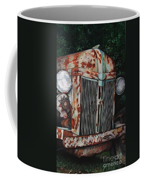 Drawing Coffee Mug featuring the drawing Old Tractor by David Neace CPX