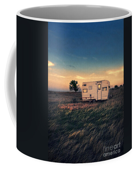 Camper Coffee Mug featuring the photograph Trailer at Dusk by Jill Battaglia