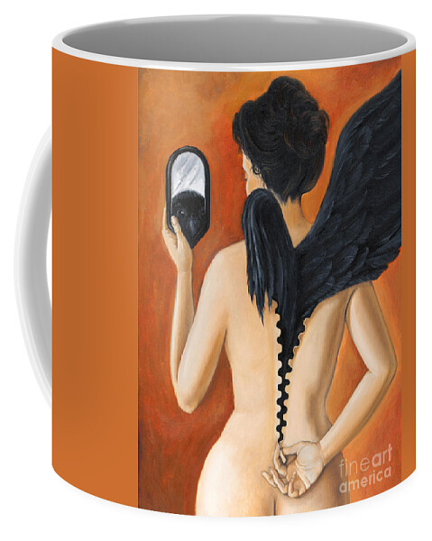 Nude Coffee Mug featuring the painting Transformation by Margaryta Yermolayeva