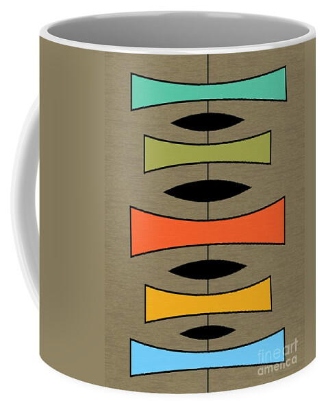 Mid-century Modern Coffee Mug featuring the digital art Trapezoids 2 on Brown by Donna Mibus