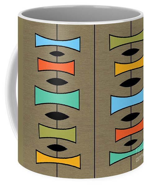 Mid-century Modern Coffee Mug featuring the digital art Trapezoids 3 on Brown by Donna Mibus