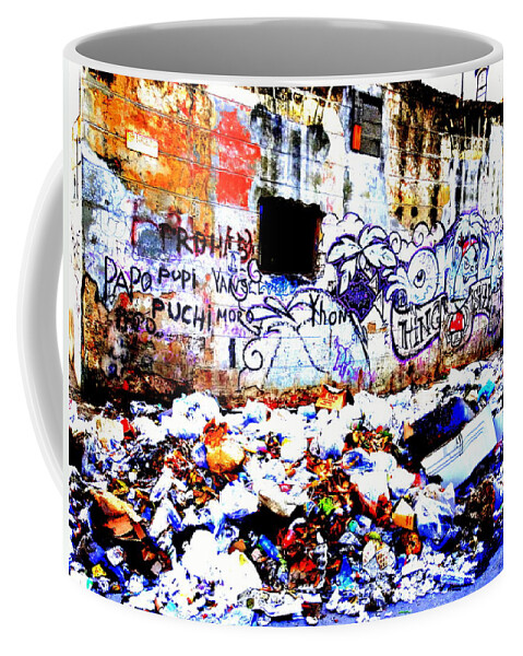 Cuba Coffee Mug featuring the photograph Trash and Graffitis in Old Havana Cuba by Funkpix Photo Hunter