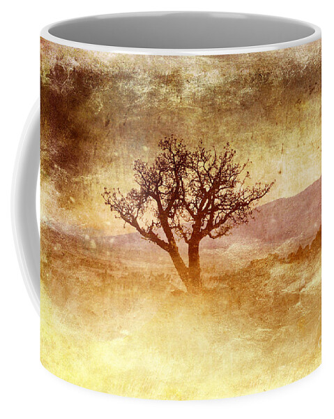 Yellow Coffee Mug featuring the photograph Tree at Dusk in Waikoloa 2 by Ellen Cotton
