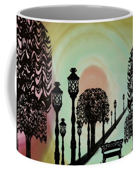 Abstract Coffee Mug featuring the digital art Trees of Lights by Christine Fournier