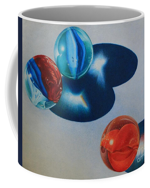 Marbles Coffee Mug featuring the drawing Trio by Pamela Clements