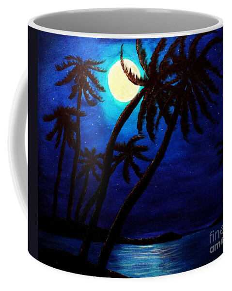 Barbara Griffin Coffee Mug featuring the painting Tropical Moon on the Islands by Barbara A Griffin