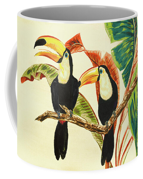 Toucans Coffee Mug featuring the painting Tropical Toucans I by Linda Baliko