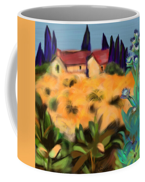 Tropical Coffee Mug featuring the painting Tropical view by Christine Fournier