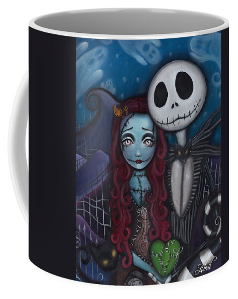 Nightmare Before Christmas Coffee Mug featuring the painting True Love by Abril Andrade