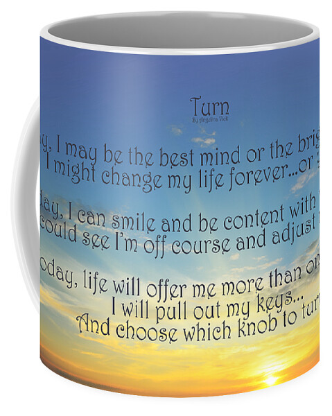 Poetry Coffee Mug featuring the mixed media Turn by Angelina Tamez