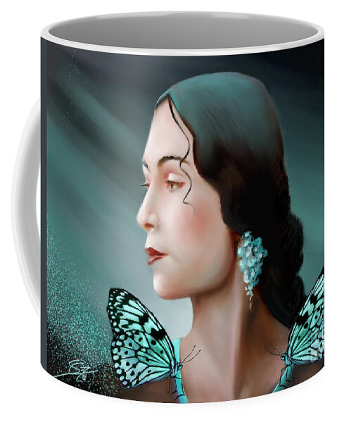 Beauty Coffee Mug featuring the painting Turquoise Poetry by Artificium -