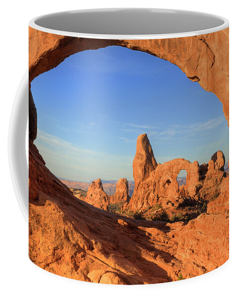 Rock Coffee Mug featuring the photograph Turret Arch through North Window by Alan Vance Ley