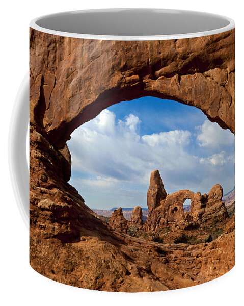 Nis Coffee Mug featuring the photograph Turret Arch Through North Window Arch by Erik Joosten