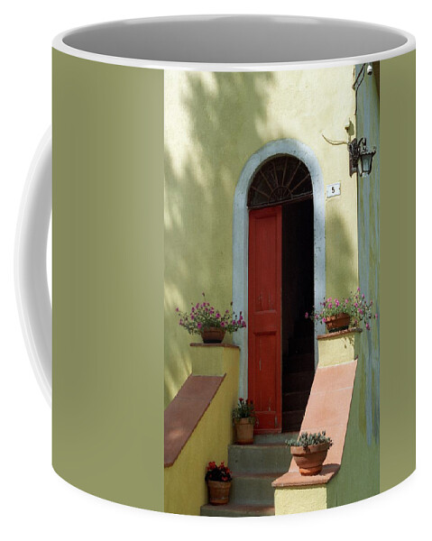 Tuscany Door Farmhouse Italy Coffee Mug featuring the photograph Tuscan Door by Susie Rieple