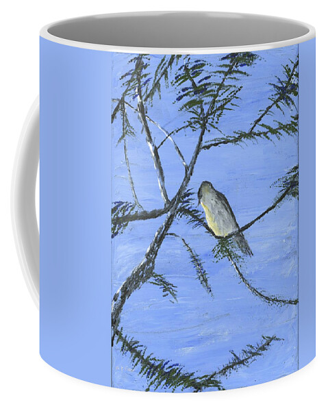 Gold Finch Coffee Mug featuring the painting Tweeter by Alice Faber