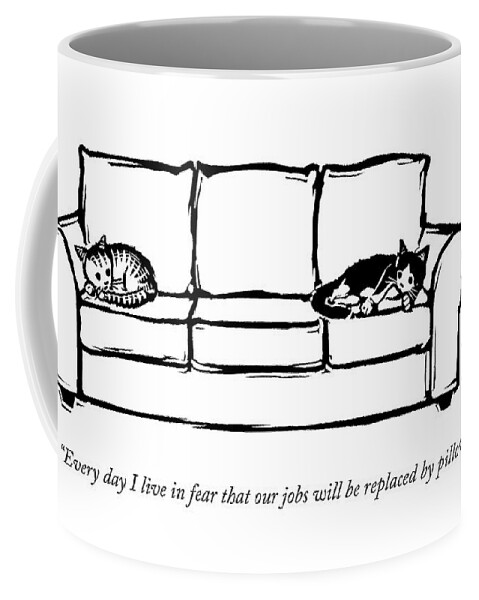 Two Cats Curl Up At Each End Of A Sofa Coffee Mug