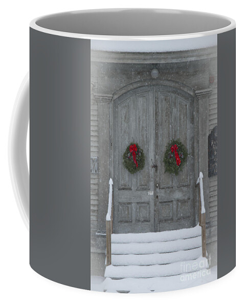 Christmas Coffee Mug featuring the photograph Two Christmas Wreaths by Alana Ranney