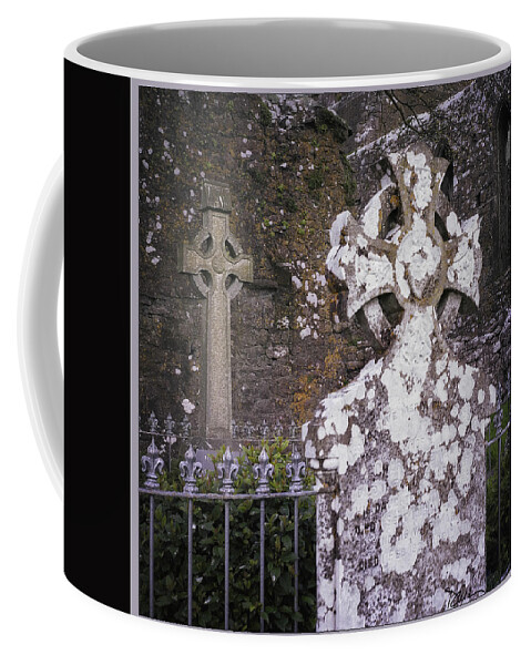 Celtic Crosses Coffee Mug featuring the photograph Two Crosses In Galway by Peggy Dietz