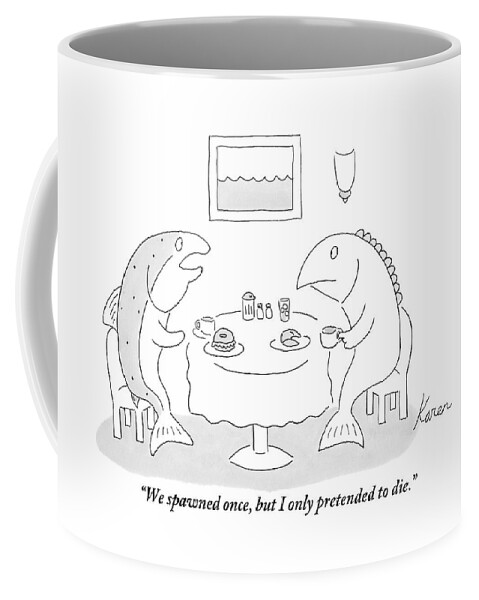 Two Fish Sit At A Table Drinking Coffee Coffee Mug