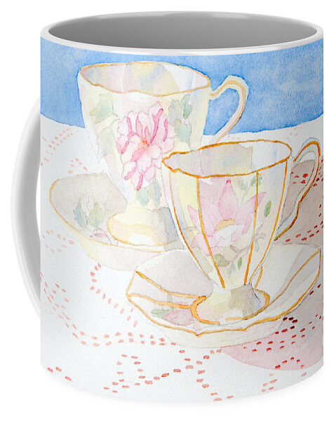 Tea Coffee Mug featuring the painting Two for Tea by Laurel Best