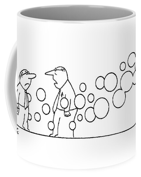 Two Men Are Speaking With Each Other As Bubbles Coffee Mug