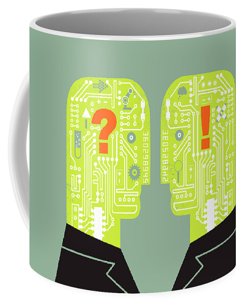 Adult Coffee Mug featuring the photograph Two Men Face To Face With Circuit Board by Ikon Ikon Images