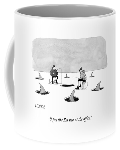 Two Men Ice Fishing Coffee Mug by Will McPhail - Fine Art America